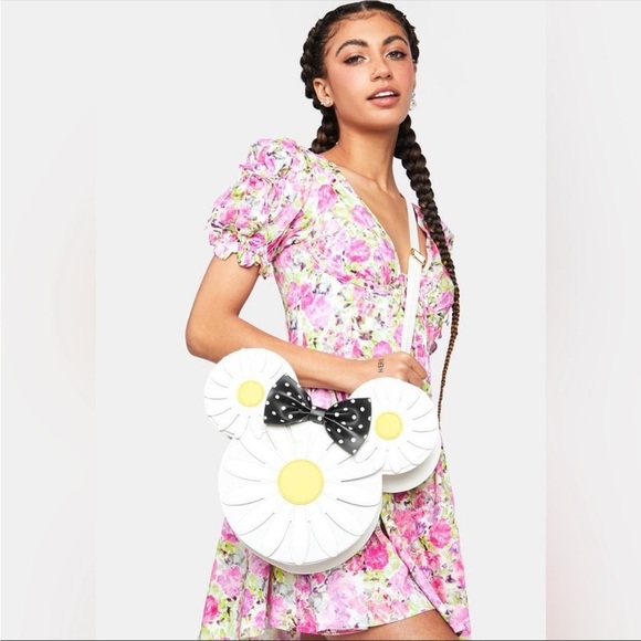 Minnie Mouse Disney Loungefly Daisy Floral Spring Crossbody Bow Bag New